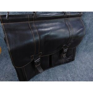 Kenneth Cole Reaction Messenger Bag Mens Large Black Solid Leather Briefcase